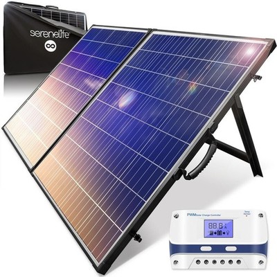SereneLife 1 Pc. Portable Mono Solar Panel Starter Kit-200W Off-Grid Solar Panel