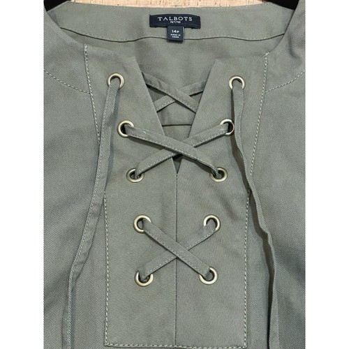 Petite robe Henley à lacets naturelle vert olive Talbots taille 14 manches 3/4 - Photo 3/9