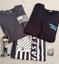 Lot of 3 L S Nasty Racing Shirts, New Bobblehead and Phone Card Holder Size M