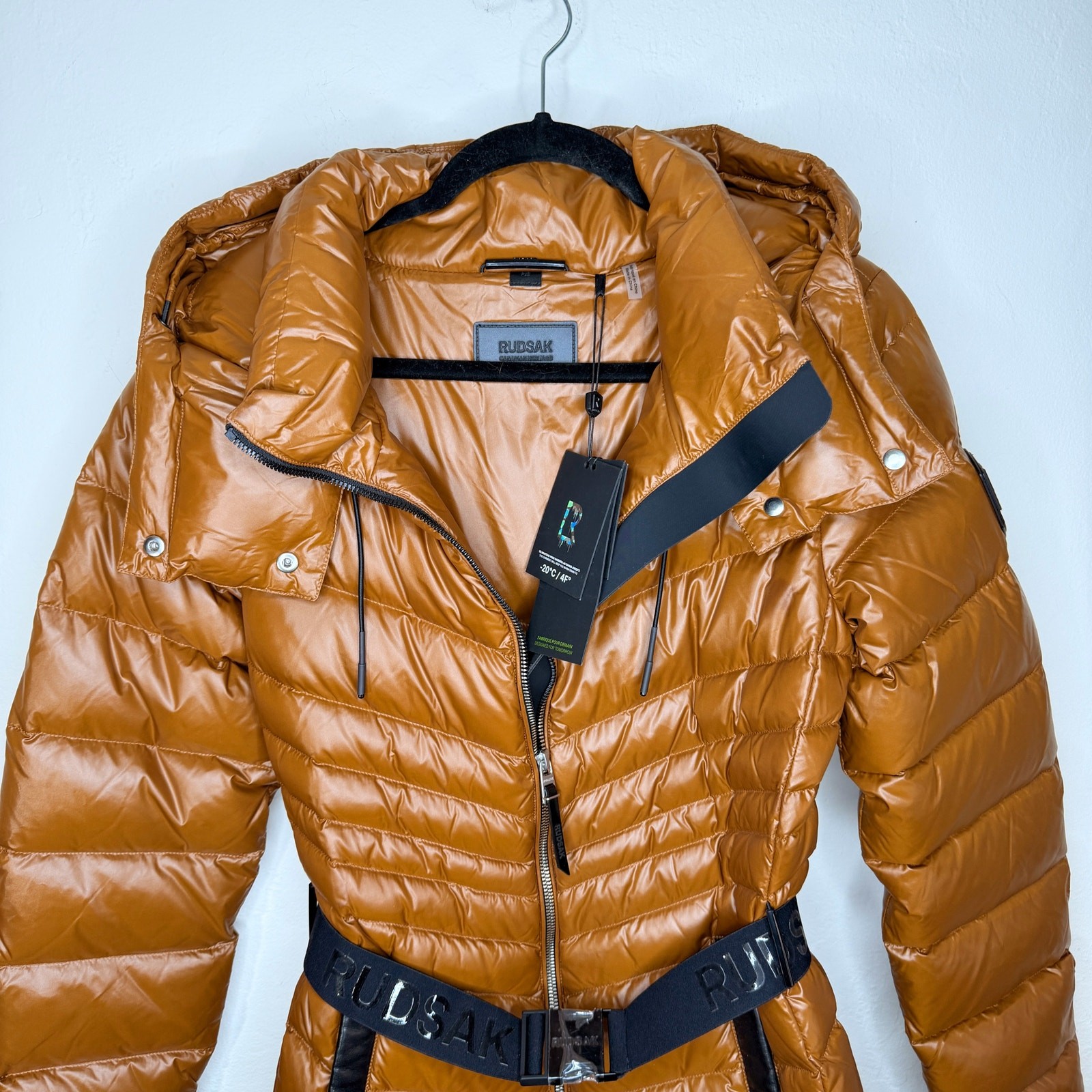 NWT Rudsak Malaya Dark Caramel Regular Length Lightweight Belted Puffer Jacket S image 3