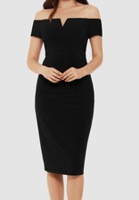 Xscape Women's Black Off-The-Shoulder Jersey Bodycon Dress Petite Size 16P