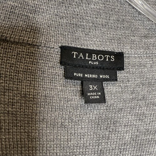 Talbots Pure Merino Wool Button Front Cardigan Sweater Blazer 3X Heather Gray - Picture 5 of 8