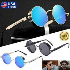 Gothic Round Polarized Retro Sunglasses Men Women Vintage Steampunk Glasses USA