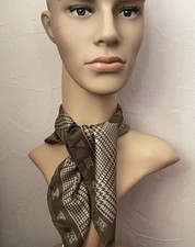 Schal, Halstuch, Einstecktuch, Unisex, Maxmara, Seide Hahnentritt, Logo braun