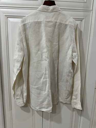 Michael Kors Men's Long Sleeve Linen Shirt White Size L NWOT - Picture 3 of 16