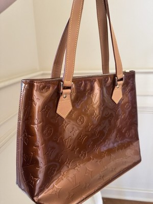 Louis Vuitton Vernis Monogram Tote Bag   Bronze Brown Patent Leather Y2K Archive