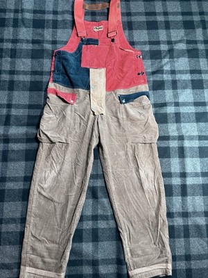 Nigel Cabourn Lybro Naval Dungarees - Red Fun Mix Corduroy - Size 48