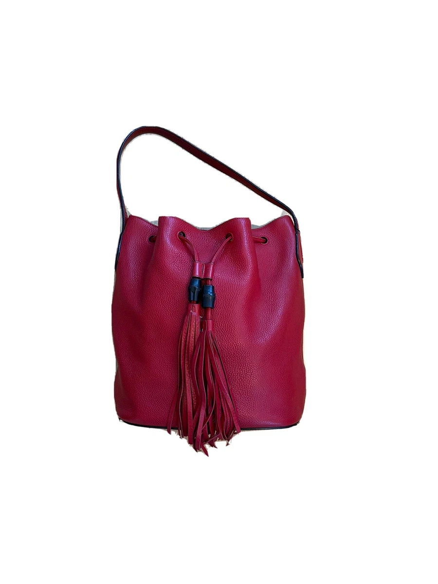 GUCCI Lady Tassel Bucket Leather Shoulder Bag Red 354472