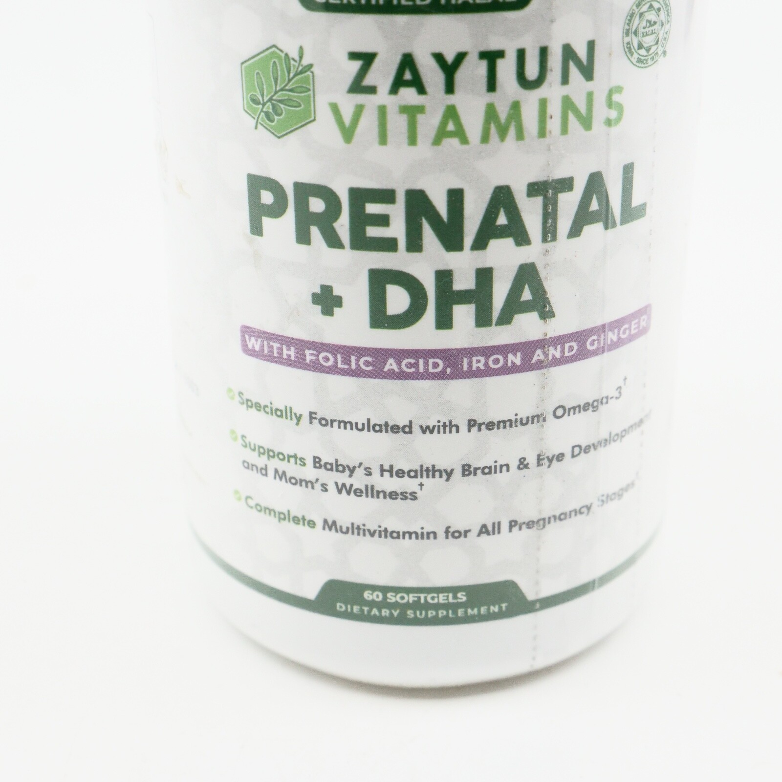 ZAYTUN Vitamins Certified Halal Prenatal DHA Folic Acidironbiotin