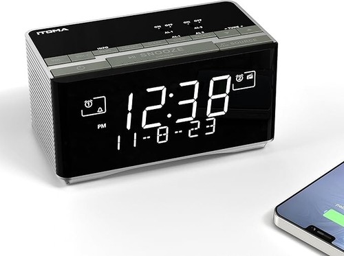Sveglia iTOMA con DAB/+, Radio FM e Porta di Ricarica USB, Altoparlante Stereo BT