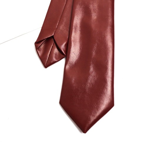 Narrow PU Leather Tie Solid Color Retro Cravat Classic Men Necktie Business - Picture 7 of 18