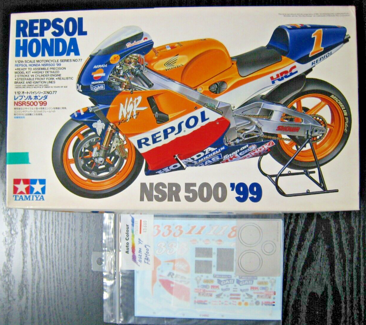 TAMIYA REPSOL HONDA NSR500 '99 1/12 .Item14077 w/New Decals TAMIYA REPSOL HONDA NSR500 '99 1/12 .Item14077 w/New Decals