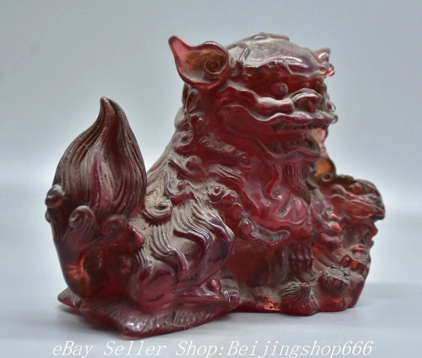 Chinese Lion Statue Red