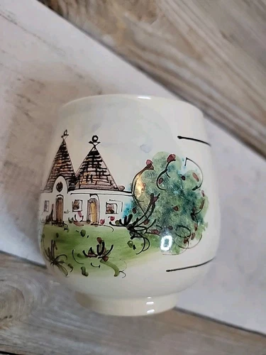 Vtg Italian Style Handpainted Pottery Mug Signed S. C. On Bottom
