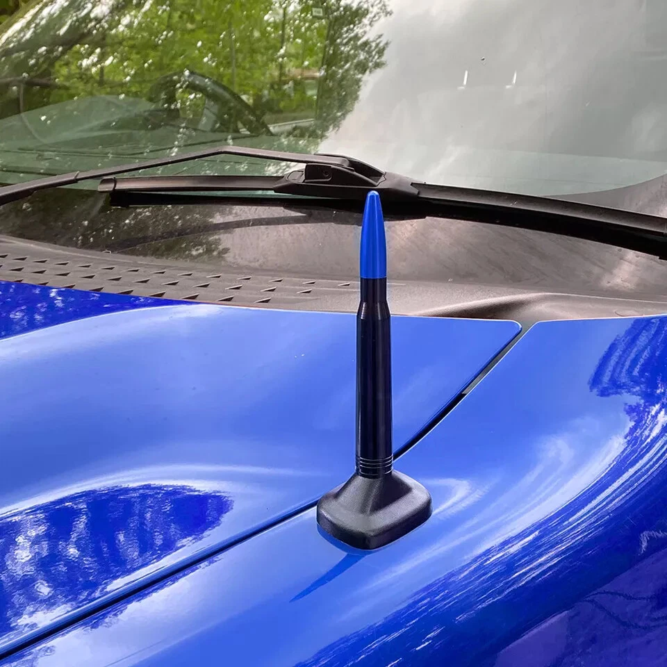 Black Blue 5.3in 50Cal Car Bullet Style Ammo Aluminum Antenna Universal +Screw - Изображение 2 из 4
