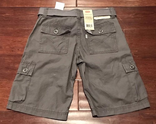 Levi's Gargoyle Gray Big Boy's Belted 6-Pocket Cargo Shorts Sz 10, 16, 20 NWT - Picture 2 of 9