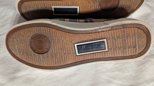 LRL Lauren Ralph Lauren Loafer Boat Shoes Lace Up Women Size 7.5 Canvas Plaid - Picture 8 of 9