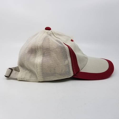 Factory Distressed Plain Solid Colorblock Strapback Baseball Hat Cap Red Beige - Picture 4 of 6