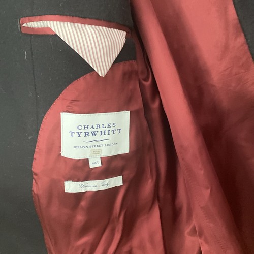 Black Men's Size 42 Regular Charles Tyrwhitt Overcoat 90/10 Wool/Cashmere - Picture 6 of 10