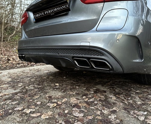 REAR BUMPER DIFFUSER MERCEDES C CLASS S205 W205 C43 C63 AMG LOOK + BLACK TIPS - Picture 2 of 7