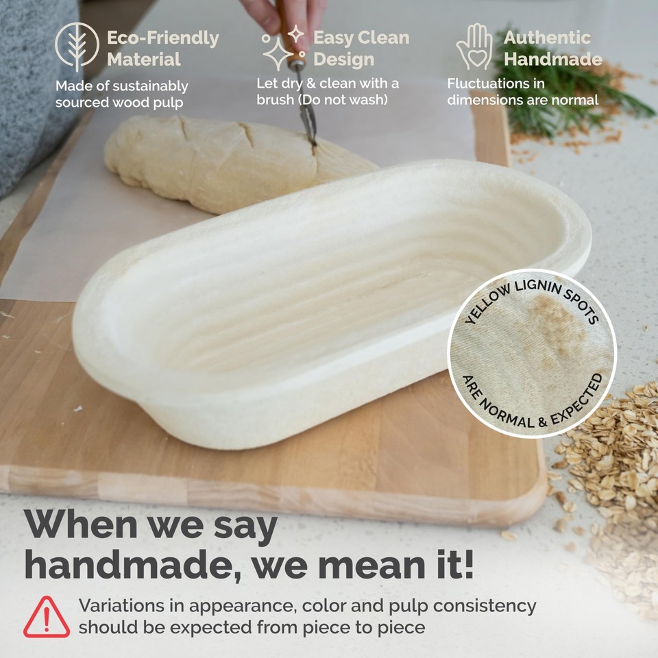 Oval Bread Proofing Basket Spruce Wood Pulp 750g Groove