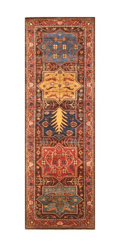 3 x 8 ft Purple Bakhtiari Afghan Hand knotted Oriental Transitional Runner Rug - Picture 14 of 18