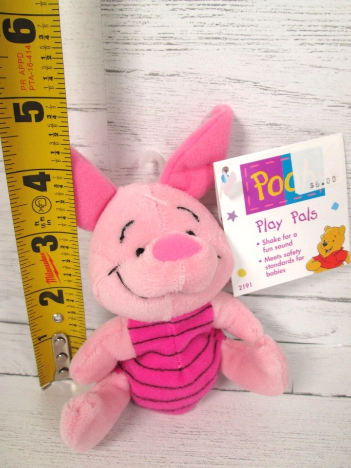 Vintage 90s Piglet Plush Toy Rattle The First Years Pooh Bear Baby Play Pal New - Image 2 of 3
