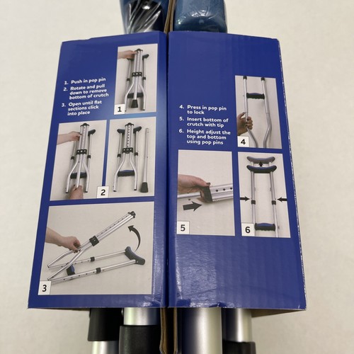 Nuevas muletas plegables universales Carex ajustables para usuarios 41”-58” con empuñaduras azules - Imagen 13 de 13