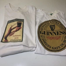 Vintage Dolmen Design Guinness Bull Feeneys Irish T Shirt LOT OF 2 *DAMAGED READ