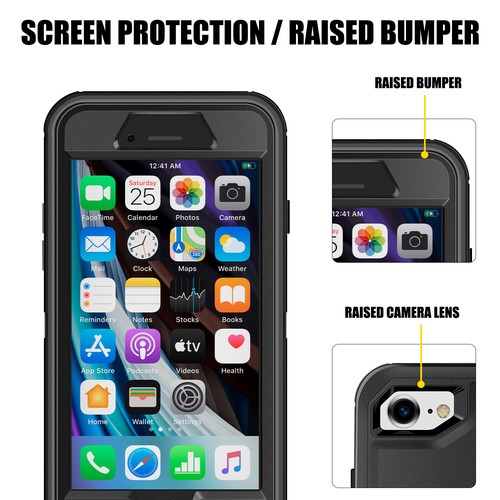 For iPhone SE 2nd 3rd Case Heavy Duty Shockproof Armor Cover Screen Protector - Picture 5 of 11