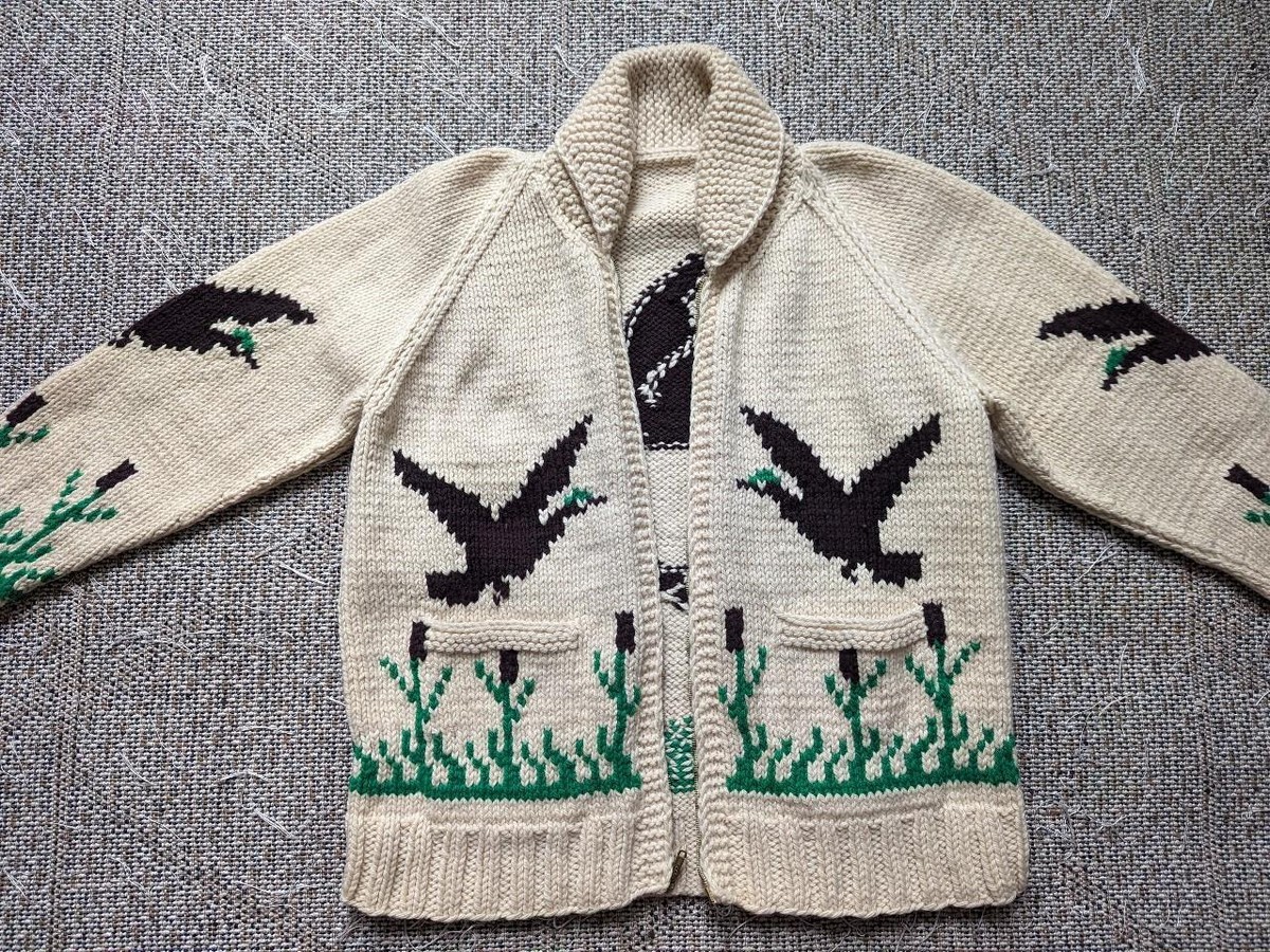 vintage COWICHAN sweater DUCK HUNTING cardigan L wool knit vintage COWICHAN sweater DUCK HUNTING cardigan L wool knit