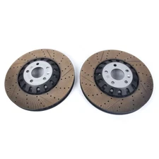 New Pair Set of 2 Front 375mm Drilled Brake Disc Rotors for 2018-2023 Audi RS5