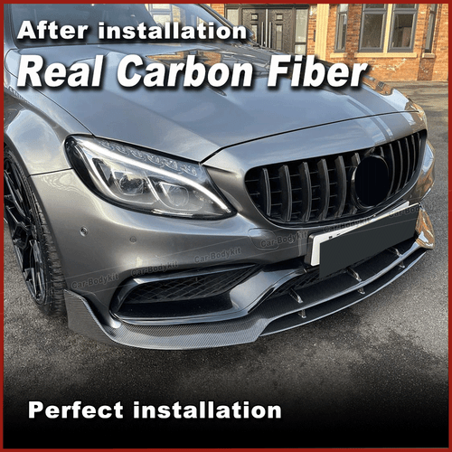 Se adapta a Mercedes C205 A205 C63 AMG 15-18 carbono labio delantero alerón labio - Imagen 3 de 11