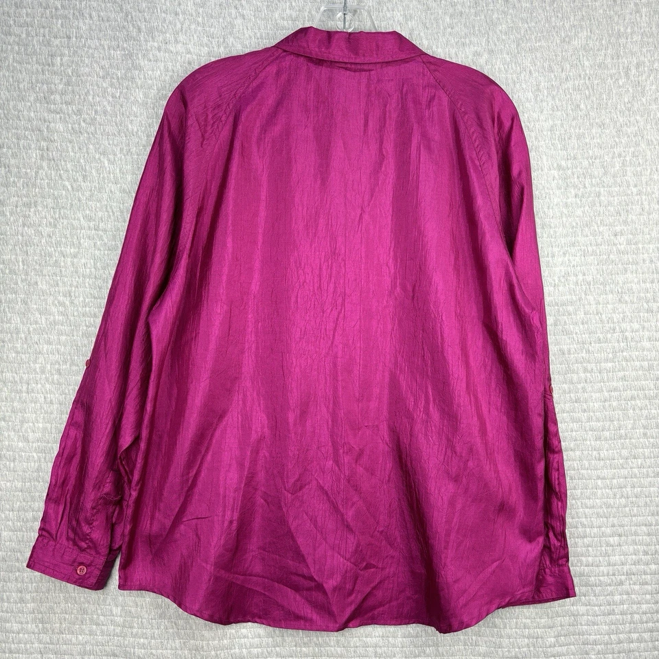 Diane Von Furstenberg Womens Vintage Button Up Blouse Top Mulberry Pink USA 14 - image 2 of 4