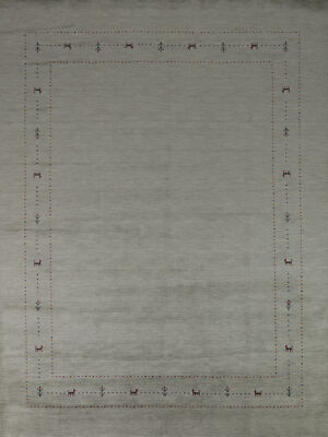 Artisan-crafted Grey Gabbeh Rug Wool Handmade Carpet 8x10 ft