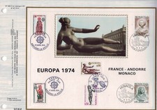 CEF sur soie - EUROPA  1974 ANDORRE, FRANCE, MONACO - 1789 et 1790 Y et T