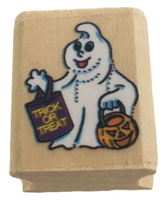 Noteworthy Rubber Stamp Trick or Treat Ghost Costume Halloween Card Making Small