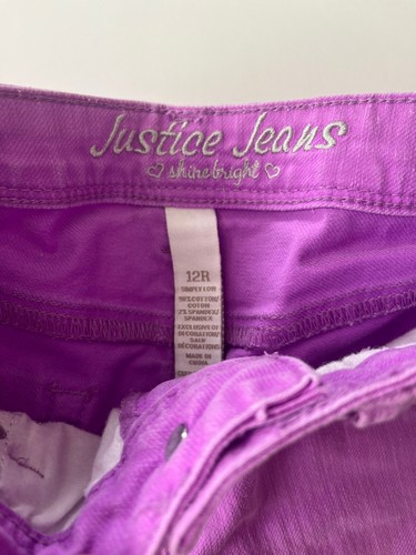Girls Justice Bright Purple Skinny Jeans Size 12R Shine Bright - Picture 5 of 7