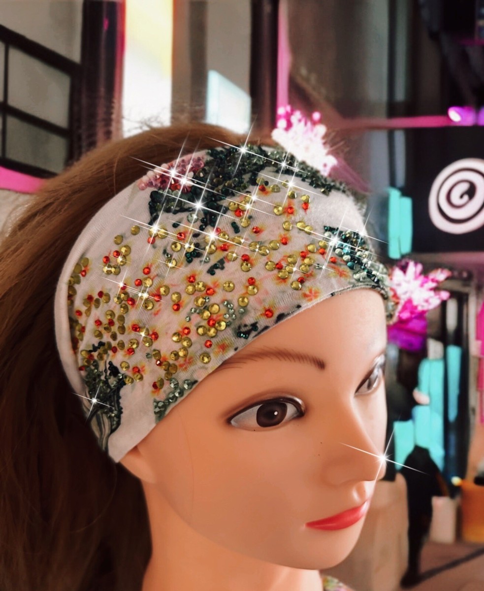 Beautiful Rhinestone Boho Stretch Headband, Handmade | eBay display picture 2