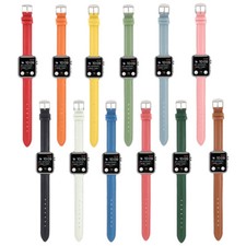 Slim Women Leather Band Strap for Apple Watch 11 10 9 8 7 6 5 4 SE 41/42/45/46mm
