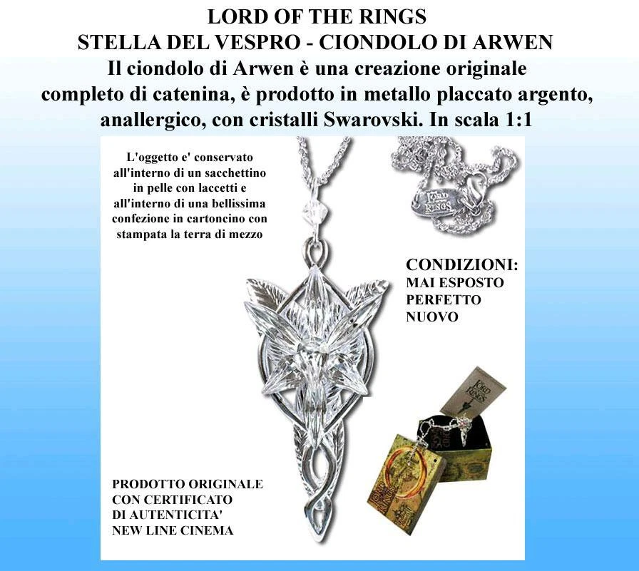 IL SIGNORE DEGLI ANELLI CIONDOLO ARWEN pendant STELLA DEL VESPRO con certificato - Immagine 2 di 2