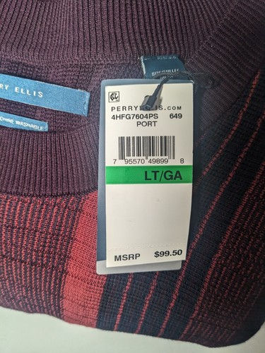 NEW- LT Tall Mens Perry Ellis Pullover Crewneck Sweater Cotton Modal Red Maroon - Bild 9 von 9