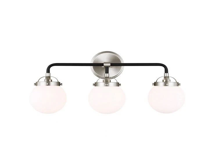 Tocador Sea Gull Café 21,75" 3 luces níquel cepillado con marco negro mate Foto 3 de 4