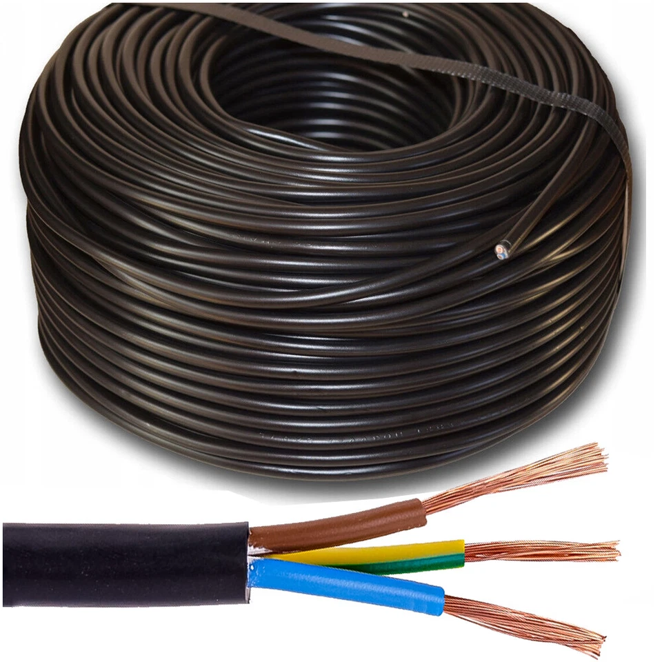 SCHLAUCHLEITUNG H03VV-F Kabel Stromkabel H03VVF Schwarz 3x0.75 3x1.0 3x1.5mm² ⭐⭐ - Bild 2 von 4