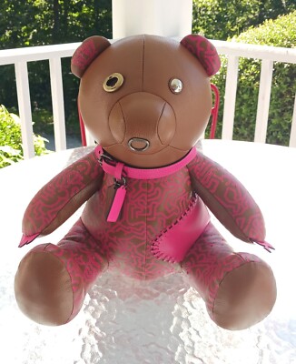 Coach x Keith Haring XXL Leather Brown and Pink Teddy Bear F20818