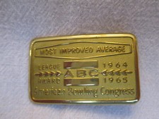 ABC Bowling 11964-65 Most Improved Average Brass Belt Buckle NIB