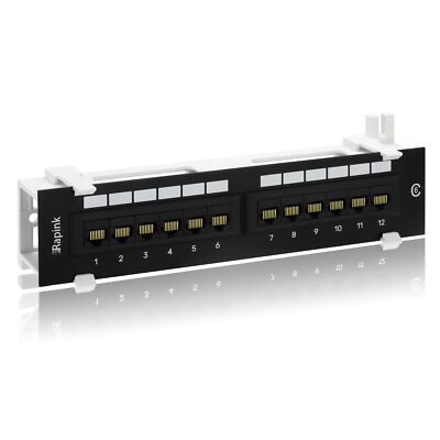 12 Port Cat6 Patch Panel 10G UTP 10-Inch Wallmount Ethernet Punch Down