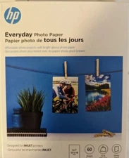 HP Everyday Photo Paper, Glossy, 5 x 7 in 5 Packs Of 60 sheets, 300 Total