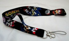 Black Super Sonic with Sonic Characters Lanyard ID Holder Keychain-Brand New ve2