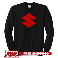 SUZUKI S BLACK CREWNECK Sport Bike Sweatshirt GSXR Hayabusa Motorcycle Moto X